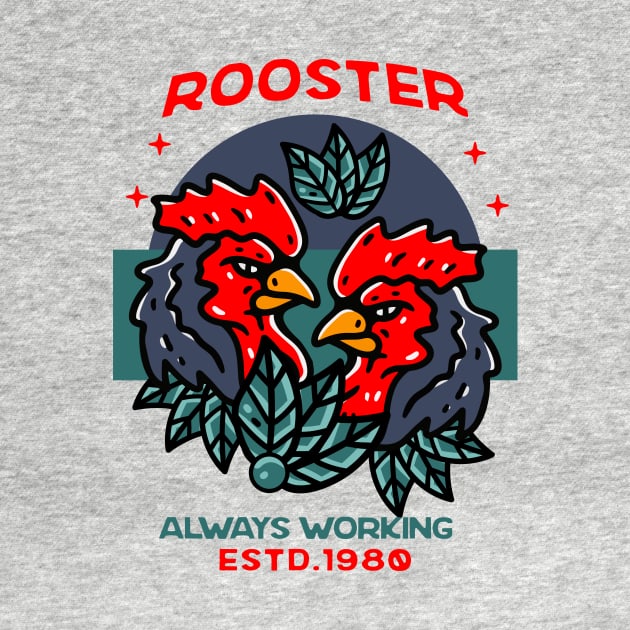 Double Rooster Illustration Hand Drawn by Guideline.std